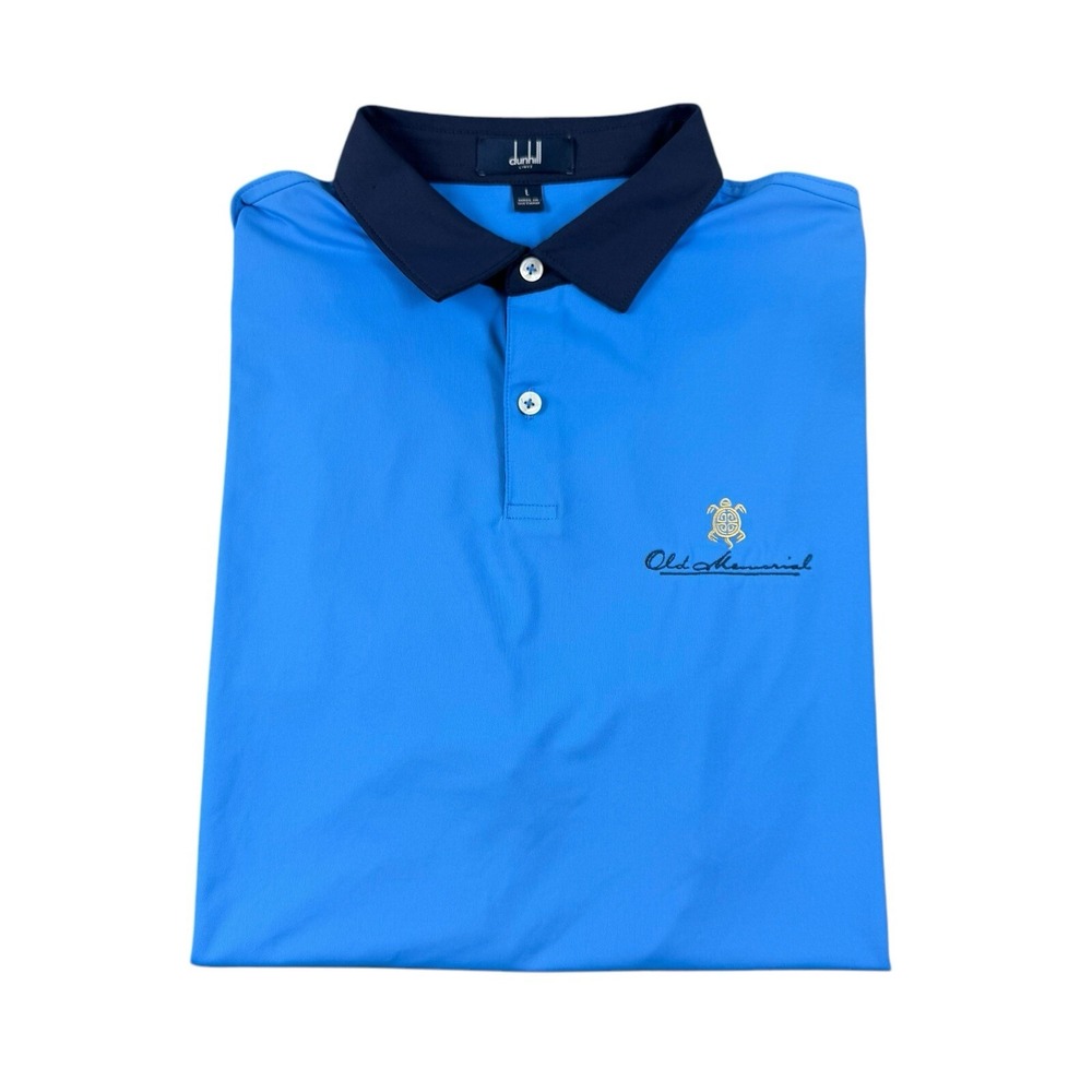 Dunhill Links x Old Memorial Blue Navy Trim Performance Golf Polo Size Large